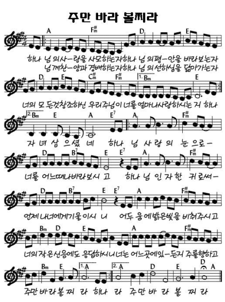 A코드 찬양 – “주만 바라볼지라” 악보 다운로드 및 묵상 A코드 찬양 – “주만 바라볼지라” 악보 다운로드 및 묵상