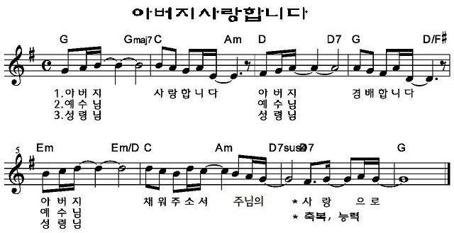 G코드 찬양 – “아버지 사랑합니다” 악보 다운로드 및 묵상