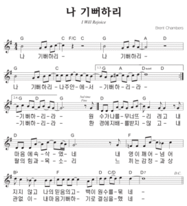 G코드 찬양 – ‘나 기뻐하리’ 악보 다운로드 및 묵상