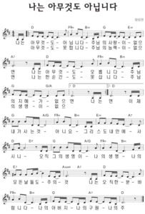 D코드 찬양 – ‘나는 아무것도 아닙니다’ 악보 다운로드 및 묵상