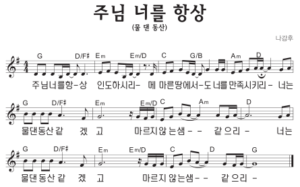 G코드 찬양 – 주님 너를 항상 (물 댄 동산) 악보 다운로드 및 묵상