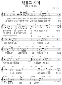 C코드 찬양 – 힘들고 지쳐 (너는 내 아들이라) 악보 다운로드 및 묵상