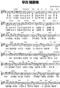 A코드 찬양 – 우리 때문에 (잊을 수 없네) 악보 다운로드 및 묵상